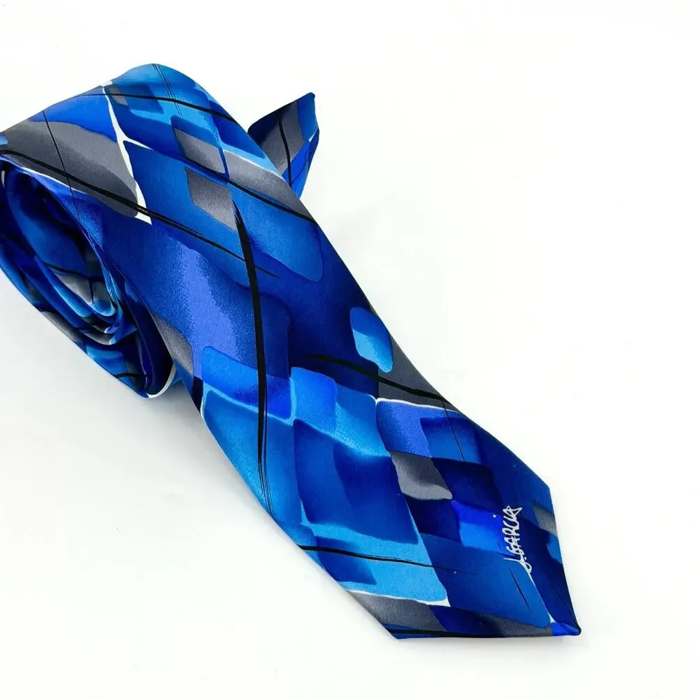 Vintage 90s Jerry Garcia Blue 100% Silk Smile Collector's Edition Necktie
